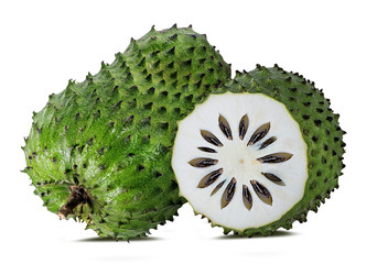 Annona muricata.oursop fruit (Sugar Apple,ustard apple) isolated on white background