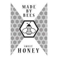honey booklet with bee,template for advertising beekeeping products,vector image, flat design