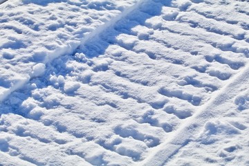 Fototapeta premium Fresh Snowmobile Tracks