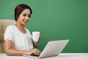 Fototapeta premium Business woman checking e-mail
