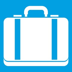 Obraz premium Suitcase icon white isolated on blue background vector illustration