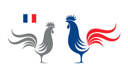 French rooster. Isolated rooster on white background - obrazy, fototapety, plakaty