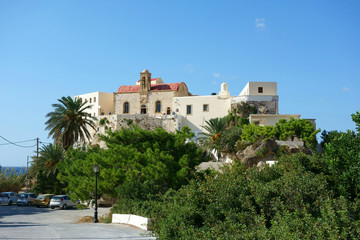 Chrisoskalitissa Monastery or Panagia Chryssoskalitissa, an Orthodox Christian monastery. Southwest coast of Crete, Greece.