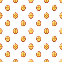 Red and yellow easter egg pattern seamless repeat in cartoon style vector illustration