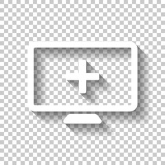 computer and medical cross, medical site. simple icon. White ico