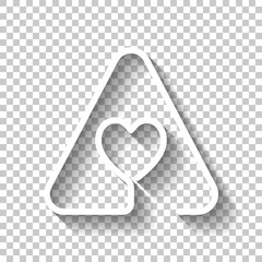Heart in warning triangle. Linear icon with thin outline. One li
