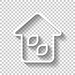 Simple house icon. Linear icon with thin outline. White icon wit