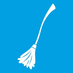 Witches broom icon white isolated on blue background vector illustration