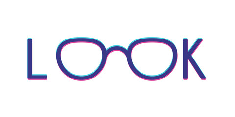 Fototapeta premium eyeglasses in look word