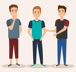 young boys avatars characters vector illustration design