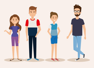 group of young people avatars vector illustration design