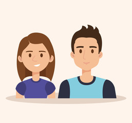 Fototapeta premium young couple avatars characters vector illustration design