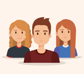 Fototapeta premium group of young people avatars vector illustration design