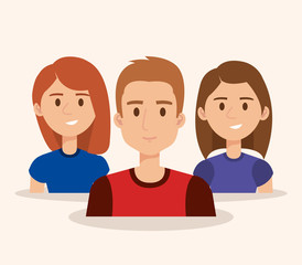 Fototapeta premium group of young people avatars vector illustration design