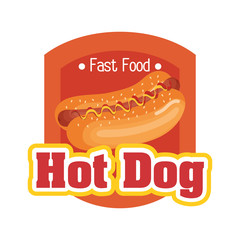 delicious hot dog fast food vector illustration design
