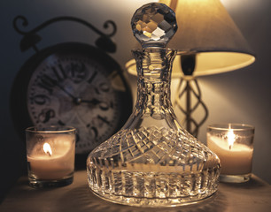 decanter and clock