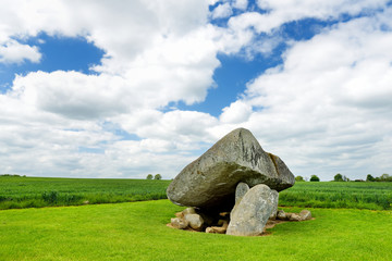 The Brownshill Dolmen, a magnificent megalithic granite capstone, located in County Carlow, Ireland. - obrazy, fototapety, plakaty