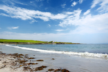 Wide sandy beach on Inishmore, the largest of the Aran Islands in Galway Bay, Ireland.