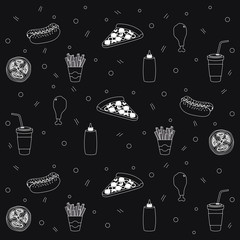 delicious fast food pattern background vector illustration design