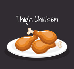 delicious thigh chicken fast food vector illustration design