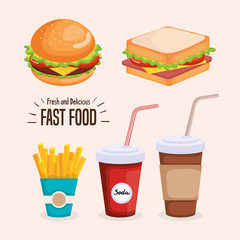 delicious fast food icons vector illustration design