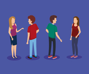 Fototapeta premium persons group isometric avatars vector illustration design