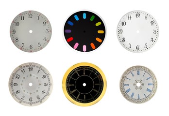Set of clock faces isolated on white background