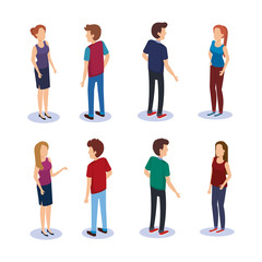persons group isometric avatars vector illustration design