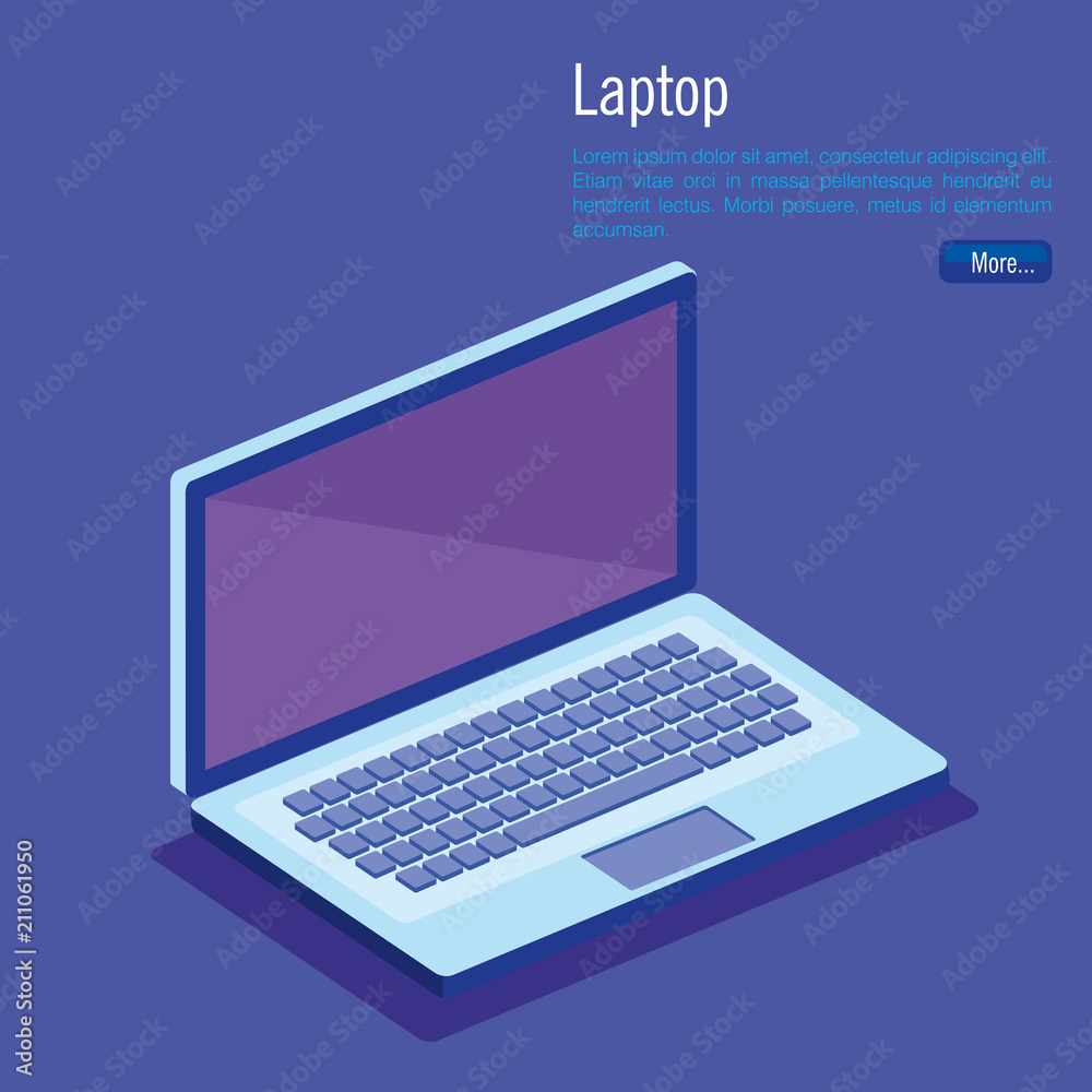 Sticker laptop computer and isometrics icons vector illustration design