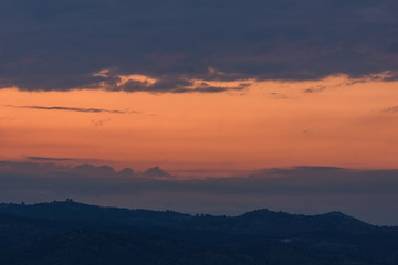 Amazing Sunset Panorama of  Ograzhden Mountain, Blagoevgrad Region, Bulgaria