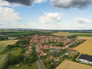 The village of Silstedt near Wernigeorde from above ( Harz region, Saxony-Anhalt / Germany )