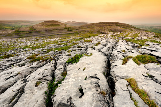 Spectacular landscape in the Burren region of County Clare, Ireland.