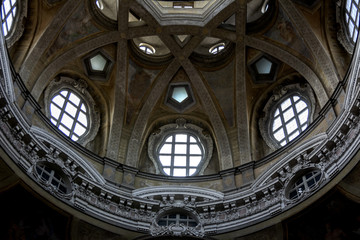 Obraz premium Turin, Piedmont, Italy - Detail of dome interior of Saint Lawrence's church - Royal church