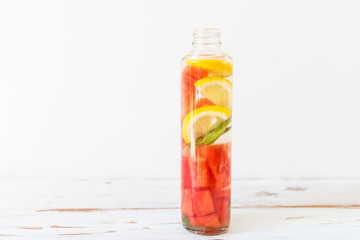 Detox Infused Water with Lemon, Watermelon and Mint in Sports Bo