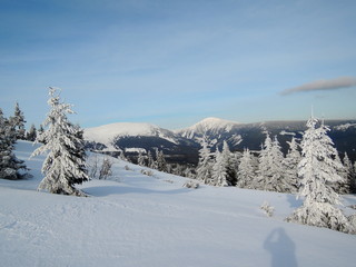 Fototapeta na wymiar View on Sněžka mountain Krkonoše