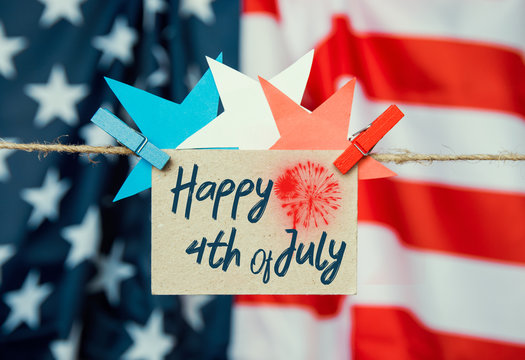 Happy fourth of july against usa flag. Happy independence day card 