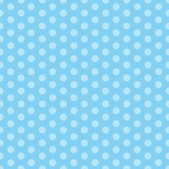 Blue seamless pattern with polka dots. Illustration for a boy at a baby shower party. Background for greeting or invitation cards.