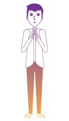 Cartoon businessman standing and thinking over white background, vector illustration