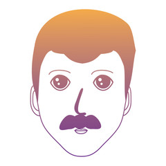 cartoon man with mustache over white background, vector illustration