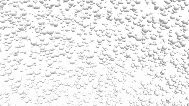 3D animated video with balls and bubbles 4K. Cartoon with white circles on a white background in free movement.