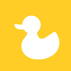 White duck on yellow background