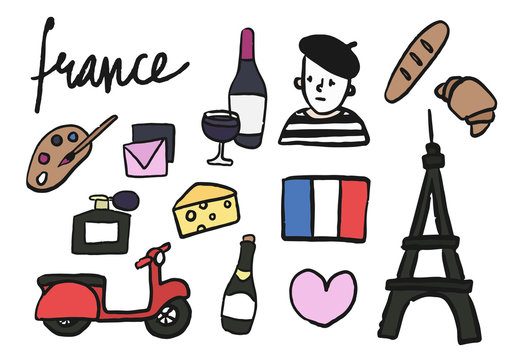 Symbols of France collection illustration