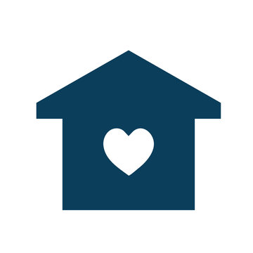 Blue home with heart icon