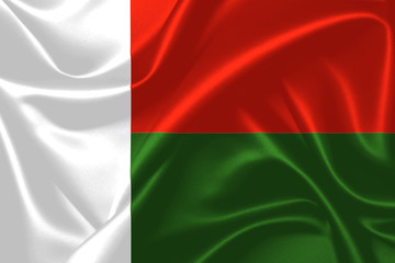 Illustration of Madagascar waving fabric flag. 