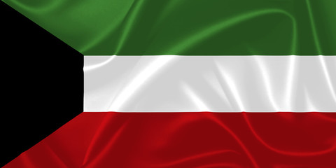 Illustration of Kuwait waving fabric flag. 