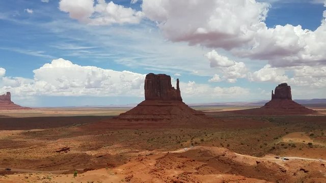 Monument Valley panorama from the Navajo Nation Tribal Park visitor center, on the Arizona-Utah border, USA