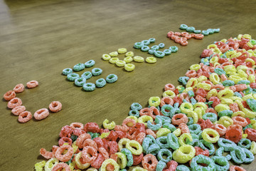 Colorful cereal on the table