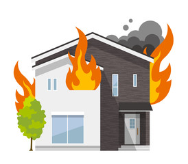 家、一軒家：火事、火災 © ケイーゴ・K