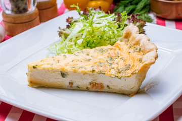 quiche Lorraine with mushrooms and bacon