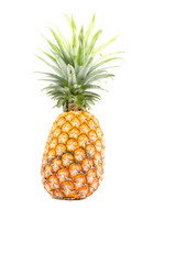 Yellow ripe pineapple on white background isolated with copy space